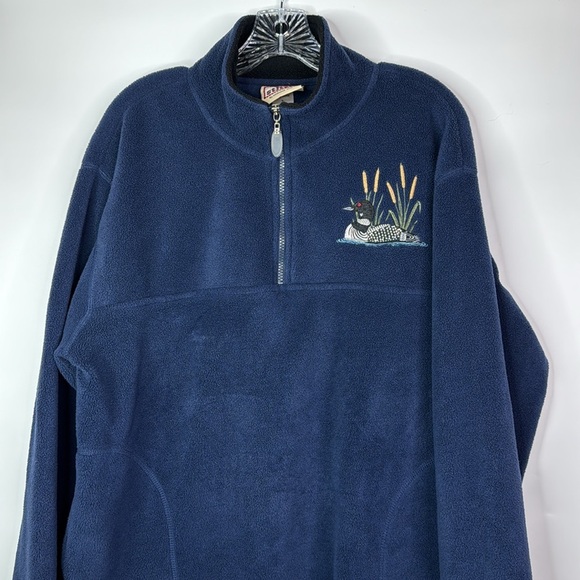 Vintage Morning Sun Loon Bird Fleece 1/4 Zip Sweatshirt Size Large - Picture 2 of 9